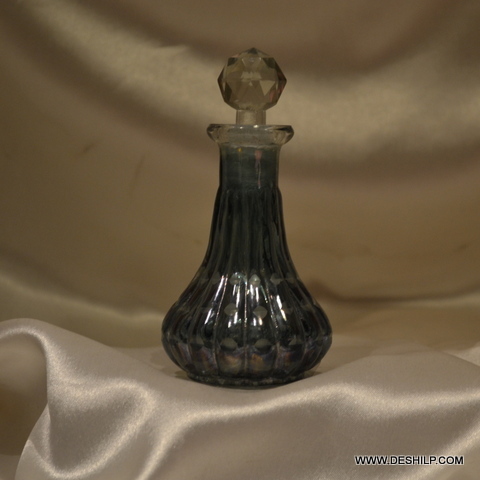 Dark Green Glass Perfume Bottle With Stopper