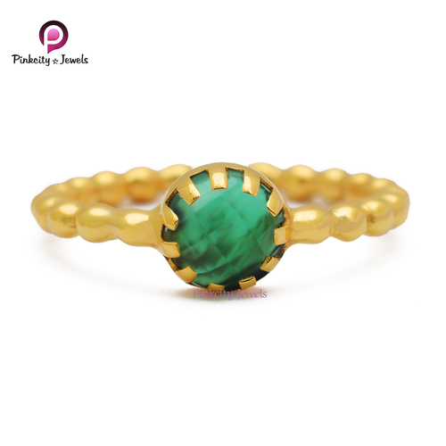 Green Round Faceted Gemstone Handmade Ring Green Round Faceted Gemstone Handmade Ring