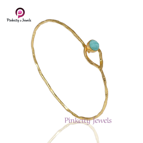 Natural Green Round Gemstone Adjustable Bangle Natural Green Round Gemstone Adjustable Bangle