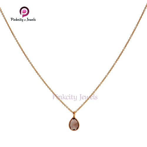 Smokey Pear Faceted Gemstone Necklace Smokey Pear Faceted Gemstone Necklace