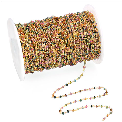 Stone Natural Multi Tourmaline Gemstone Rosary Chain