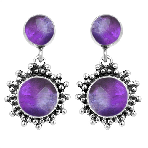 Gemstone Silver Earrings Women Jewelry