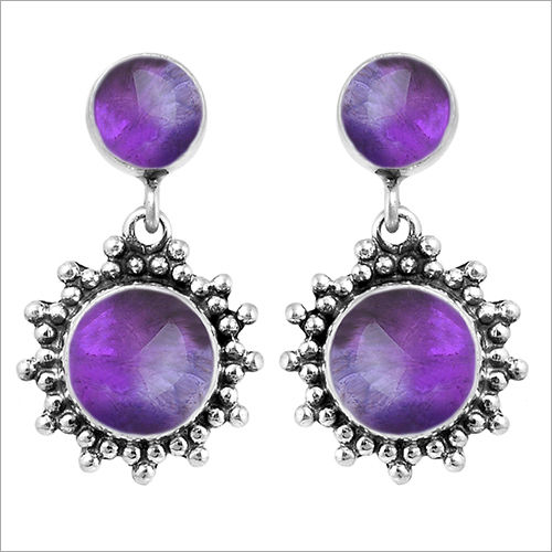 Gemstone Silver Earrings Women Jewelry Size: Customize