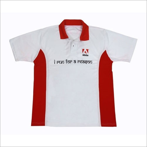 Corporate T-Shirt - Cotton Fabric, Available in Sizes XS-XXL, Attractive Red & White, Short Sleeve Polo Design, Unisex Fits