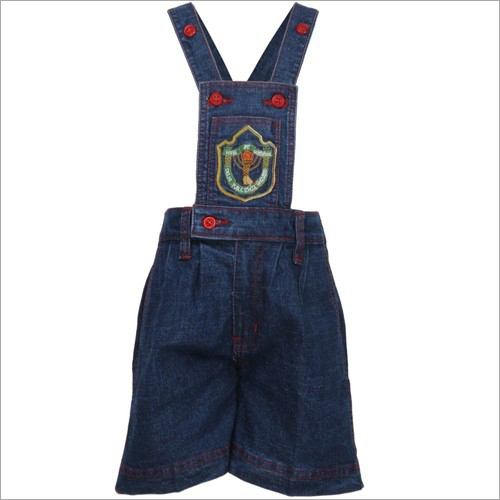 Pre-School Uniform - Cotton Denim, Soft and Lightweight Blue, Custom Badge Logo, Washable & Sleeveless Design for Boys