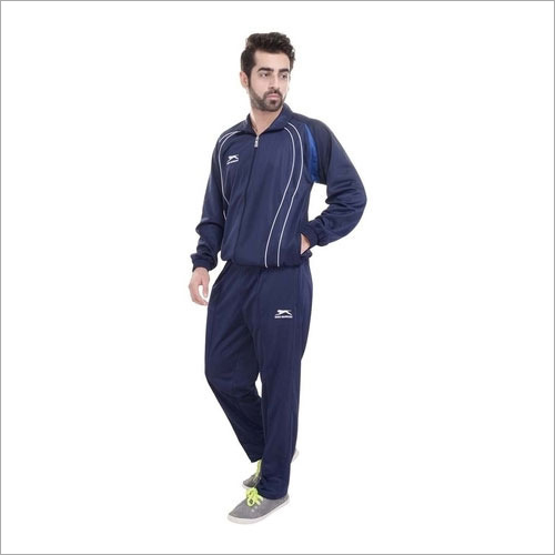 Mens Training Tracksuit - Blue Polyester Fabric, Sizes S, M, L, XL | Comfortable Design for Running, Jogging, Trekking, and Workouts