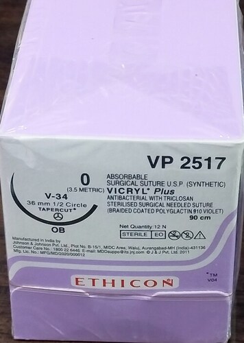 Violet Ethicon Synthetic Absorbable Coated Vicryl Plus Antibacterial Sutures (Vp2517)