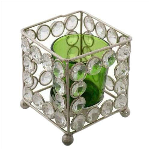 Silver Crystal Candle Holder - Crystal & Metal Material, Silver Finish | Elegant Wall & Ceiling Mount Design For Home Decor, Arts & Crafts, Birthday Gift