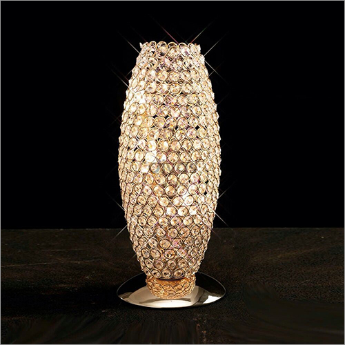Crystal Table Lamp - Crystal & Metal, Oval-Shaped Design | Aesthetic Appeal, Customizable Size, Compatible with LED & Incandescent Bulbs