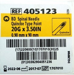 BD Spinal Needle Quincke Type Point (20G)