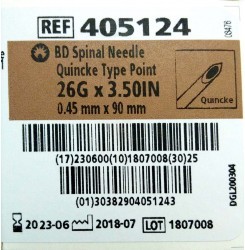 BD Spinal Needle Quincke Type Point (26G)