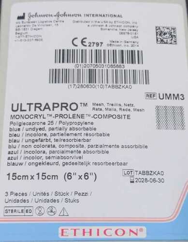 Ethicon Ultrapro Macroporous Partially Absorbable Mesh (Umm3)