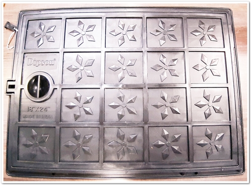 PVC Manhole Cover - Grey Square Design | Durable for Construction Use
