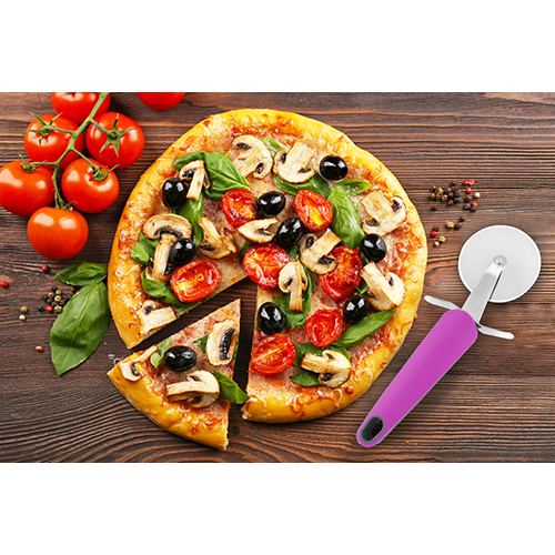 Imporio Pizza Cutter - Stainless Steel Customize Size Silver & Pink Colors | Rust Proof Compact Design Polished Finish for Household & Hotel Use