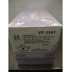 Ethicon Synthetic Absorbable Coated Vicryl Plus Antibacterial Sutures (Polyglactin 910 With Triclosan) (VP2341)