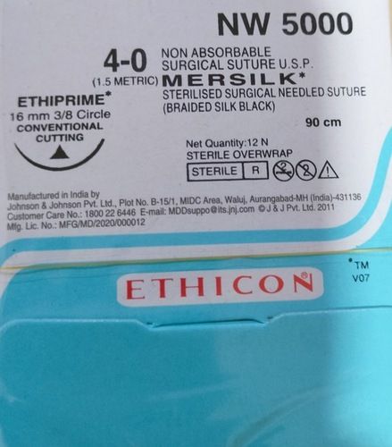 ETHICON - MERSILK ( BLACK BRAIDED SILK WITH NEEDLE SUTURE ) (NW5000)