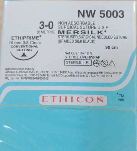 Ethicon - Mersilk (Black Braided Silk With Needle Suture) (NW5003)