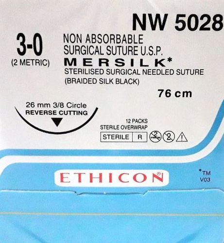 Ethicon - Mersilk ( Black Braided Silk With Needle Suture ) (Nw5028)