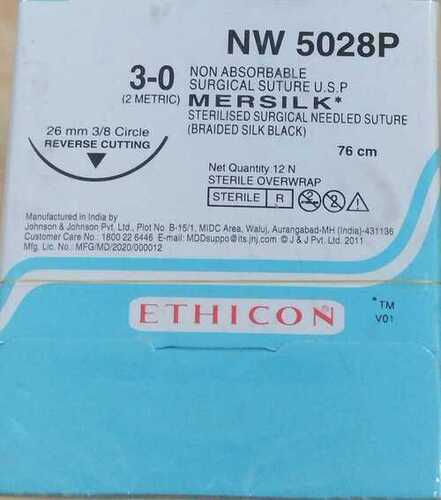 Ethicon - Mersilk (Black Braided Silk With Needle Suture) (NW5028)