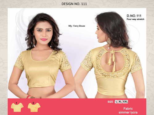 Gold Cotton Lycra Fancy Blouse