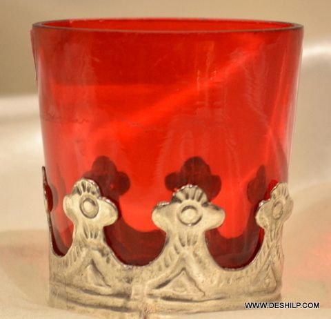 Metal Fit Glass T Light Votive Candle