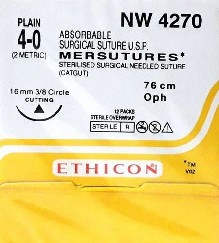 Ethicon Sterilised Surgical Gut Chromic With Needle - Mersutures (Nw4270)