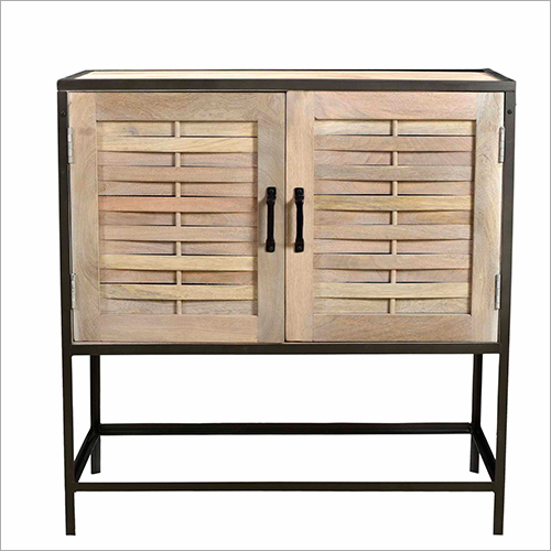 Brown Wrought Iron Wooden Cabinet