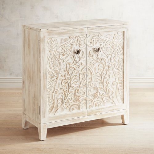 2Door Carved Wood Cabinet