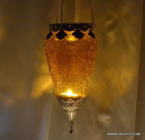 Yellow Creak Glass T Light Candle Hanging