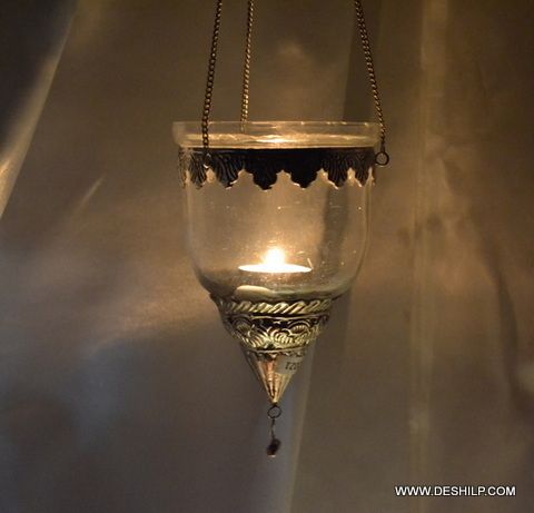 Clear Glass T Light Candle Hanging