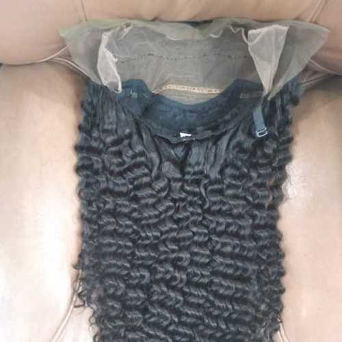 Front Lace Wig - Human Hair, 14 Inches, Black | Lace Front, 150% Density, Deep Wave Texture, Breathable Cap, Soft and Durable, Natural Look