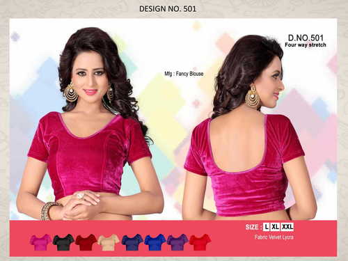 VELVET LYCRA PLAIN BLOUSE