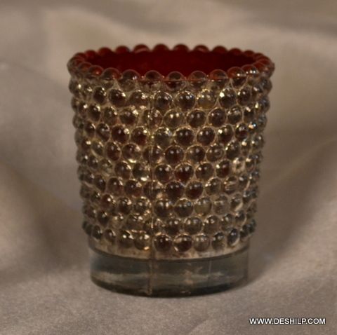 Glass Silver T Light Candle Holder