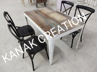 Dining set of four cross back chair with industrial table