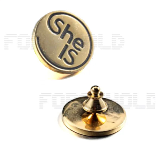 Round Gold Words Stainless Steel oem custom enamel lapel pin factory