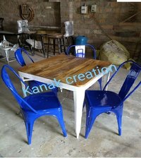Industrial dining set with four seater