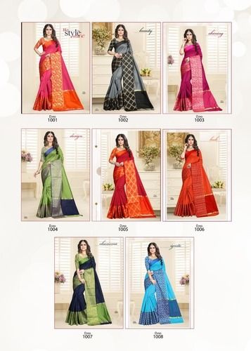 Printed Cotton Jacquard Sarees