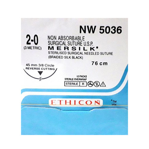 Ethicon - Mersilk (Black Braided Silk With Needle Suture) (NW5036)