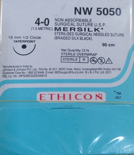 Ethicon - Mersilk (Black Braided Silk With Needle Suture) (NW5050)