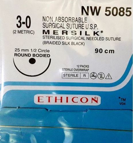 Ethicon - Mersilk (Black Braided Silk With Needle Suture) (NW5085)