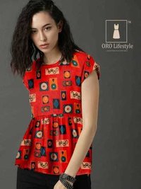 Ladies Western Tops - Heavy Rayon, M & Xl Sizes, Printed Multicolor | Anti-uv, Anti-wrinkle, Breathable, Cool Dry, Quick Dry, Washable
