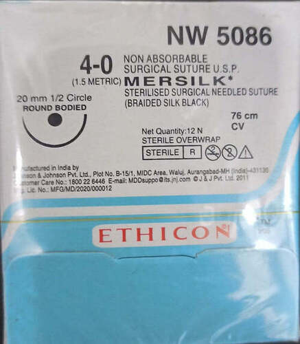 Ethicon - Mersilk ( Black Braided Silk With Needle Suture ) (Nw5086)
