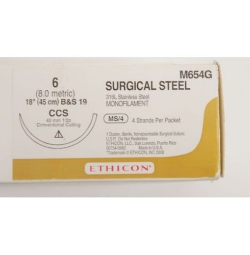 Ethicon Ethisteel (Monofilament Stainless Steel) (M654G)