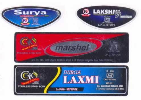 LPG Stove Stickers By KANCHAN LABEL MAKERS
