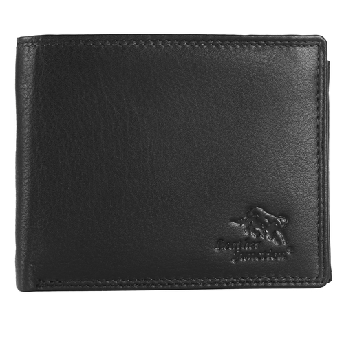 Black Leather Wallet For Men - Leather, 24.5x9.5x2 cm, Black | Bifold Design, 6 Card Slots, 1 Zipper Pocket, Multiple Compartments