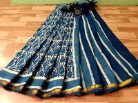 Cotton Block Printed Saree with Golden Border