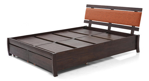 Wooden Box Bed - Solid Wood, 210x189x90 cm, Dark Brown Finish | Easy to Clean, Eco-Friendly, No Assembly Required, Contemporary Design