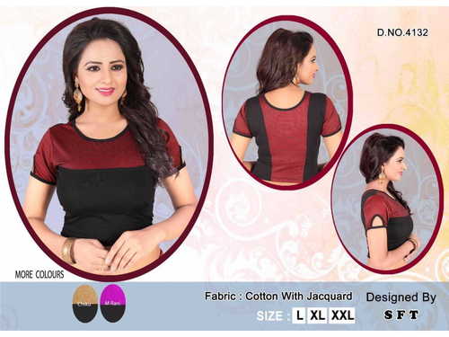 Gold Rani Cotton Jacquard Lycra Blouse