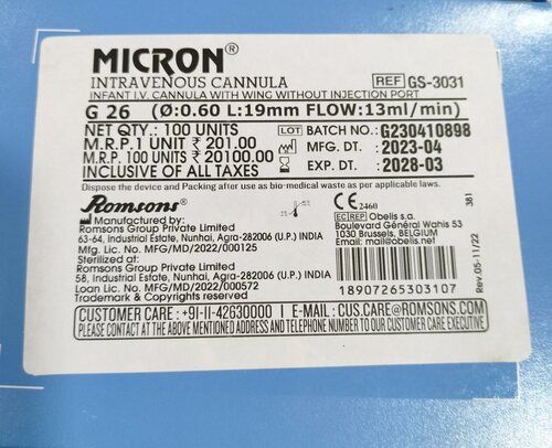 Micron Intravenous Cannula