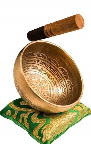 Gold Excellent Resonance Healing & Meditation Yoga Bowl With Mallet